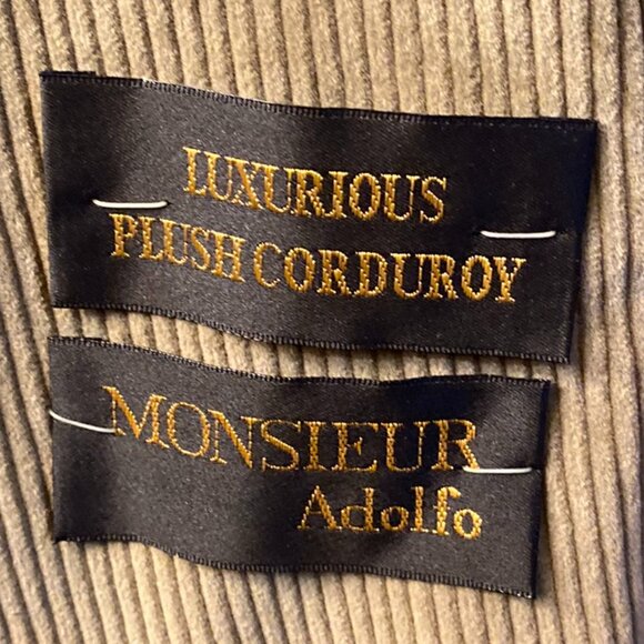 NWT Monsieur Adolfo Green Tan Corduroy 2 Button Blazer Size 44R - Picture 3 of 6